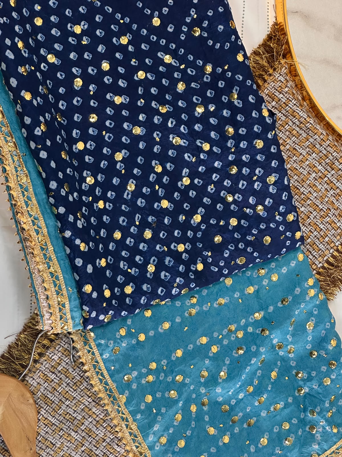 The Royal Double Tone Dupatta | Premium Silk Fabric | Hand-Embroided with luxury Mukesh work and Gotta design