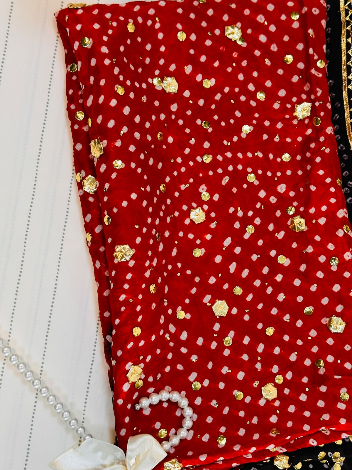 The Royal Double Tone Dupatta | Premium Silk Fabric | Hand-Embroided with luxury Mukesh work and Gotta design