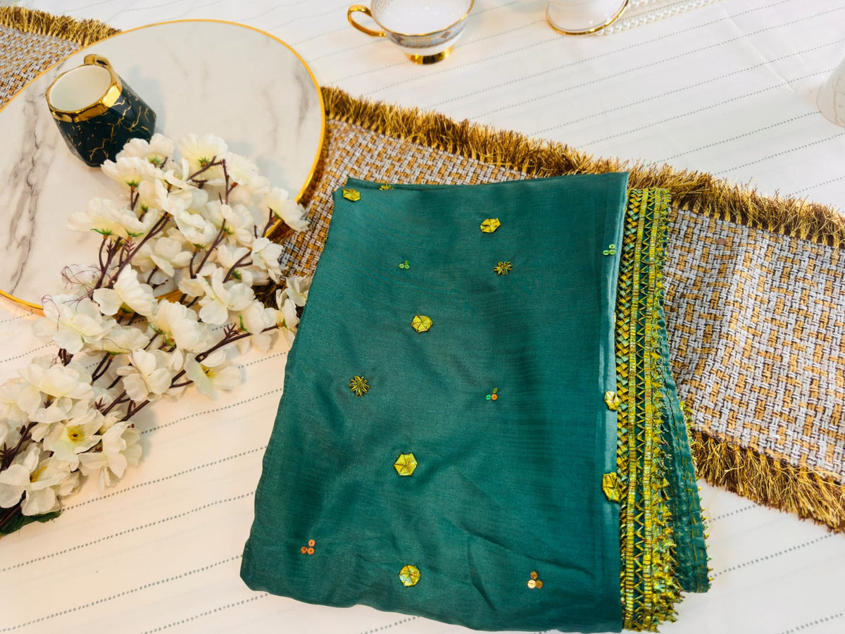 Classic Gotta Silk Dupatta | Luxury Handcrafted Pieces