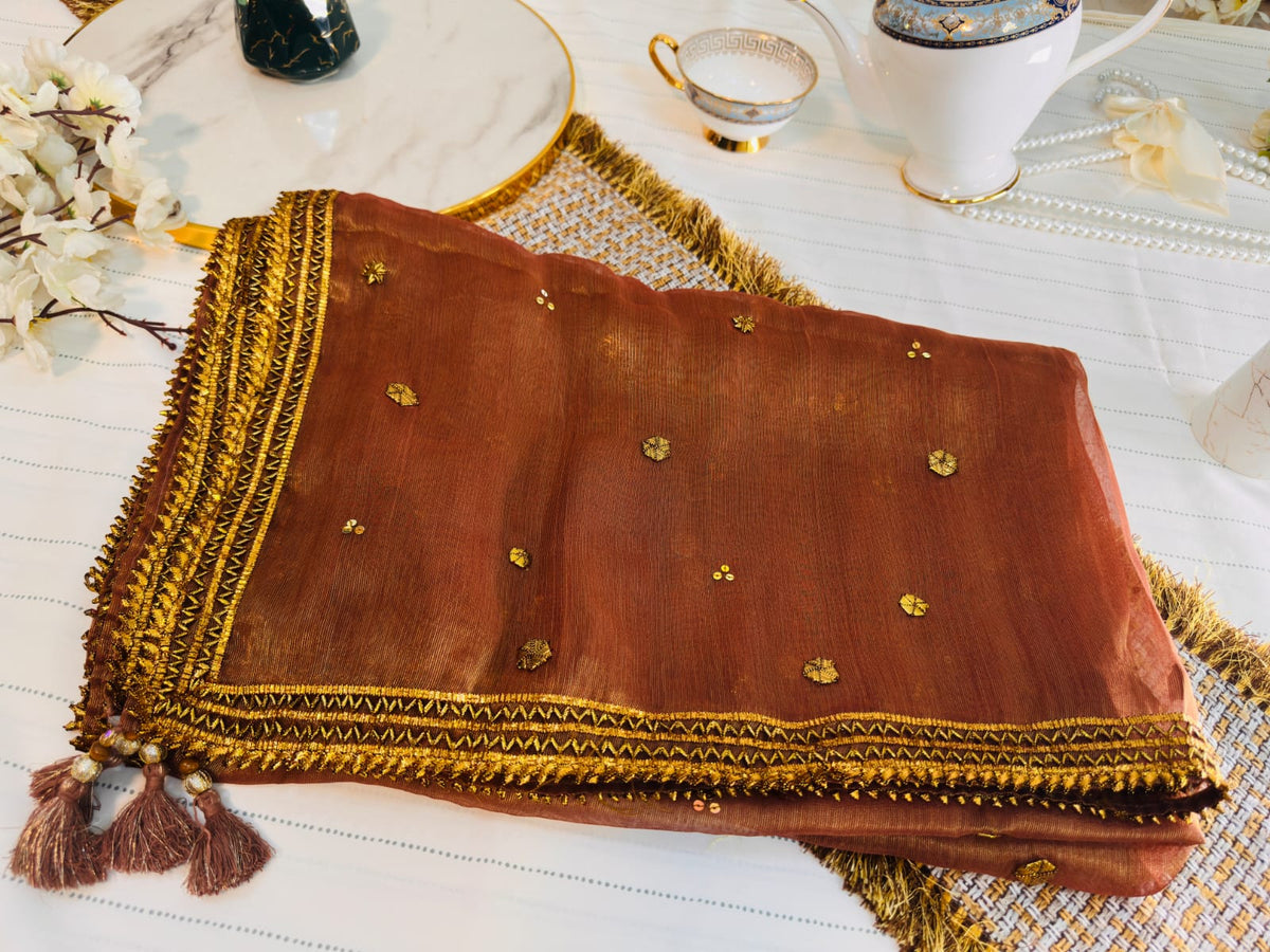 Classic Gotta Silk Dupatta | Luxury Handcrafted Pieces