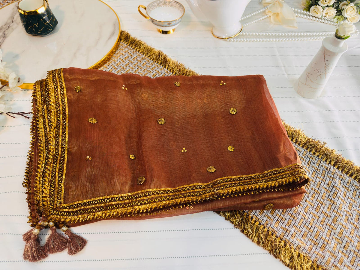Classic Gotta Silk Dupatta | Luxury Handcrafted Pieces