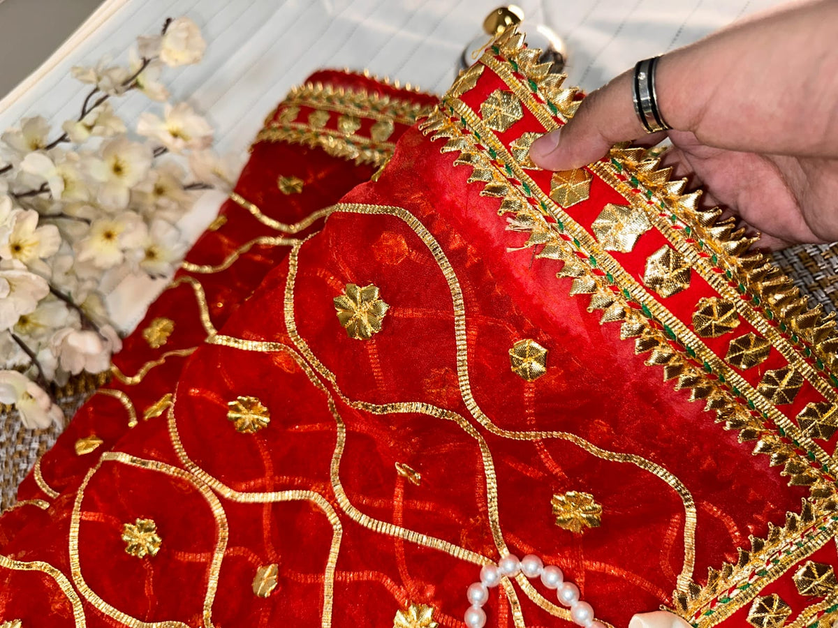 Classic Gotta Silk Dupatta | Luxury Handcrafted Pieces
