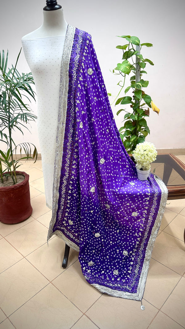 ZIRFI – 3Pc Chiffon Shirt with Silk Chunarri Dupatta | Mukesh & Gotta Work