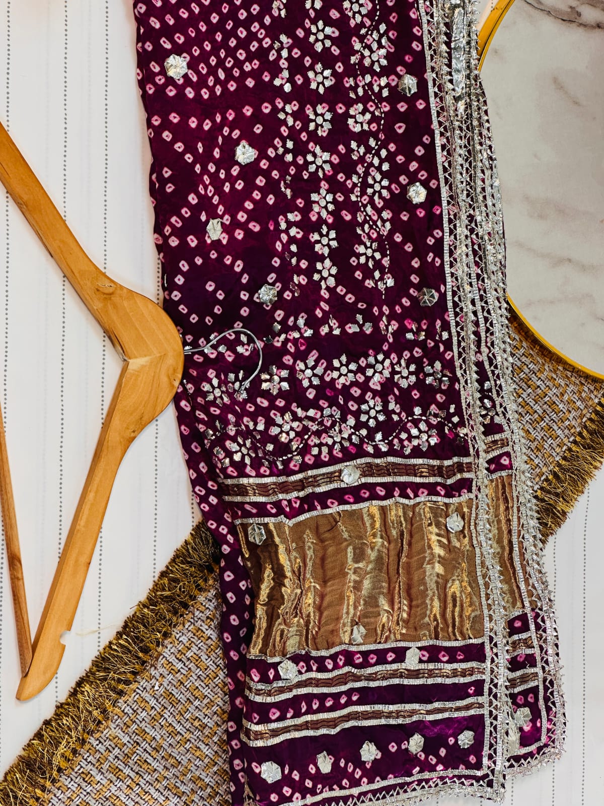 The Heritage Gijee Silk Dupatta | Hand-Embroided with Premium Mukesh and Gotta Work
