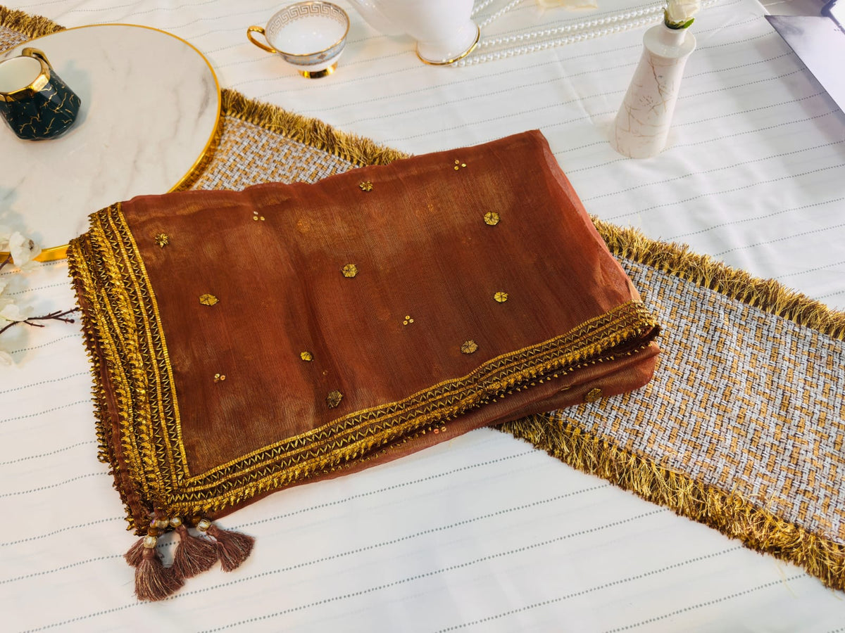 Classic Gotta Silk Dupatta | Luxury Handcrafted Pieces