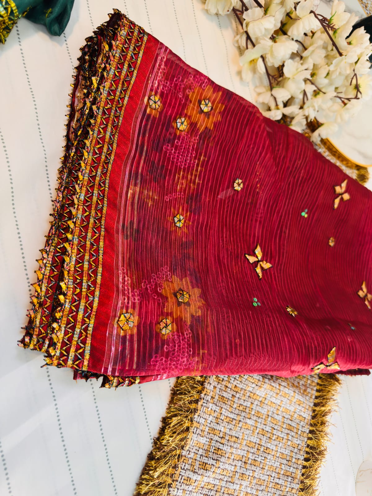 Classic Gotta Silk Dupatta | Luxury Handcrafted Pieces