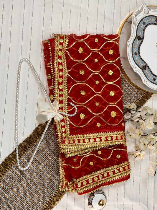Classic Gotta Silk Dupatta | Luxury Handcrafted Pieces